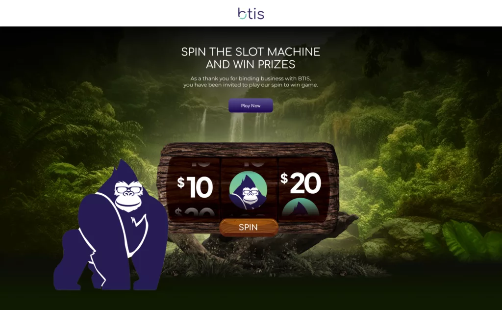 Digital slot machine in a lush jungle setting with our mascot Norbie, symbolizing the Jackpot in the Jungle game played after each successful work comp policy binding