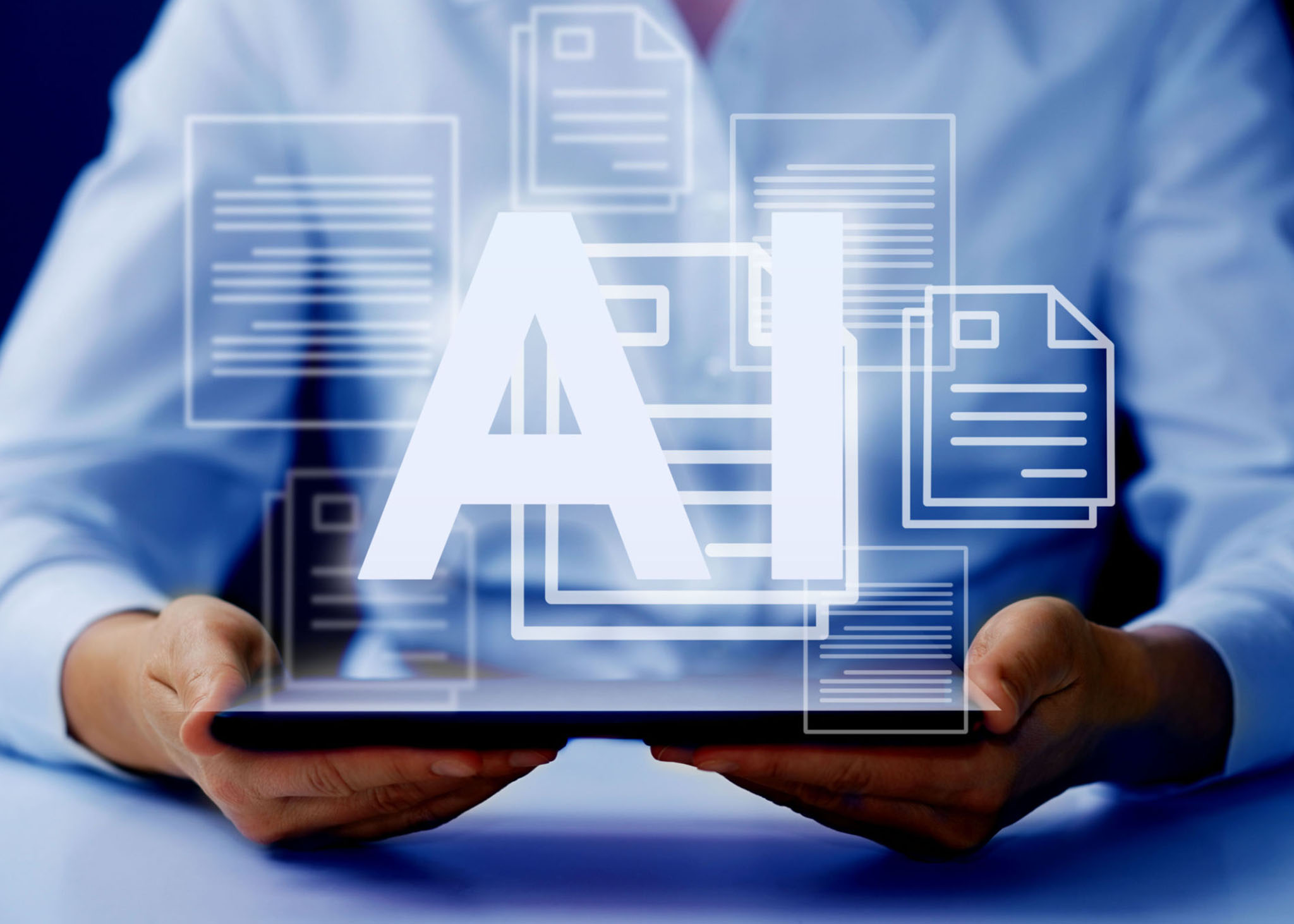 AI_image_4 Online documentation database; AI, education concept. document management system DMS concept. FTP (File Transfer Protocol), Secure FTP. Internet cloud technology, exchange information and data storage concept.